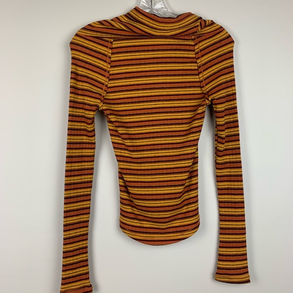🔥FREE PEOPLE🔥CAPE COD COWL-NECK STRIPED THERMAL TOP BURNT ORANGE XS NWT - Picture 5 of 5